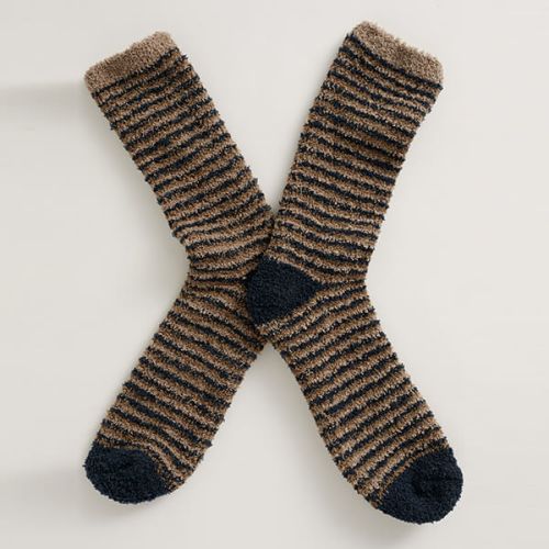 Seasalt Men's Short Fluffies Socks Ladder Moorstone Size 8-12