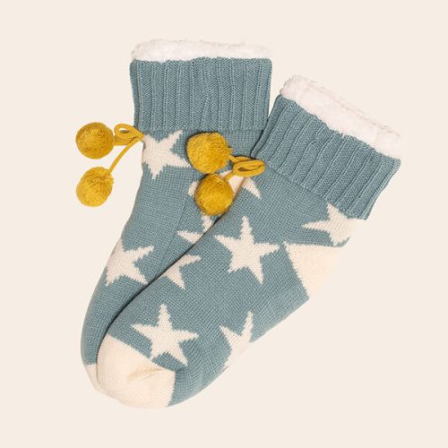 Brakeburn Turquoise Star Slipper Socks