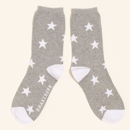 Brakeburn Grey Star Socks One Size Fits 4-8