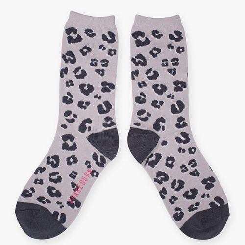 Brakeburn Grey Leopard Socks Size 3-9