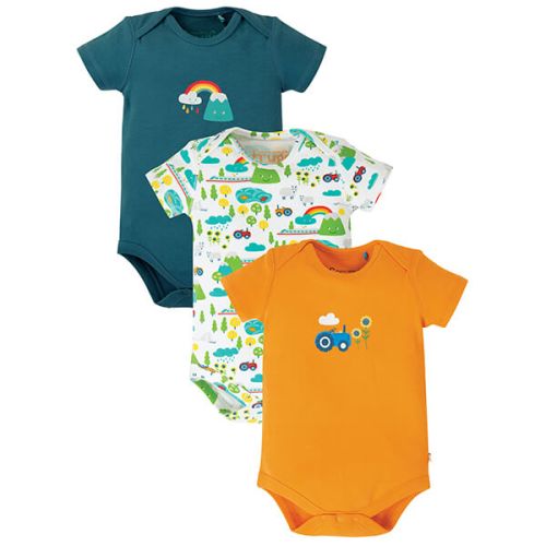 Frugi Organic Super Special 3 Pack Body Rainbow Mulitpack Size 0-3 Months