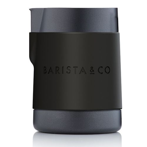 Barista & Co Beautifully Crafted Shorty Stainless Steel Professional Milk Jug Black Non-Stick 600ml
