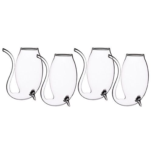 BarCraft Set Of 4 Glass Port Sippers