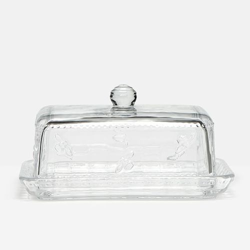 One Size Clear Bees Joules Home Glass Butter Dish 