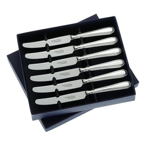 Arthur Price of England Sovereign Stainless Steel Set Of Six Tea Knives Bead