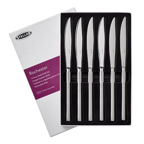 Stellar Rochester Polished Set Of 6 Steak Knives Gift Box