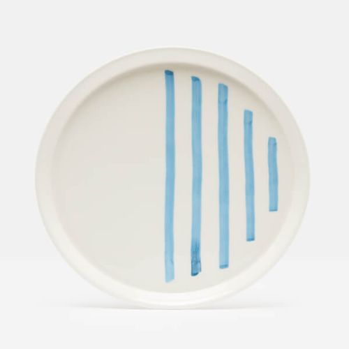 Joules Hand Painted Blue Stripe Dinner Plate