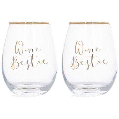 Ava & I Wine Bestie Set Of 2 Stemless Glasses