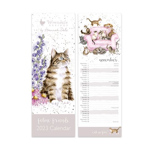 Wrendale Designs Whiskers and Wildflowers Feline Friends Slim 2023 Calendar