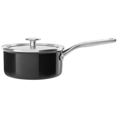 KitchenAid Steel Core Enamel Onyx Black 20cm Saucepan with Lid