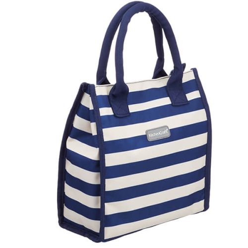 KitchenCraft Lulworth 4 Litre Blue Stripe Lunch And Snack Cool Bag