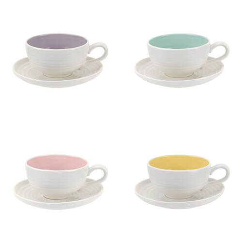 Sophie Conran Colour Pop Set Of 4 Tea Cup & Saucer Assorted Colours