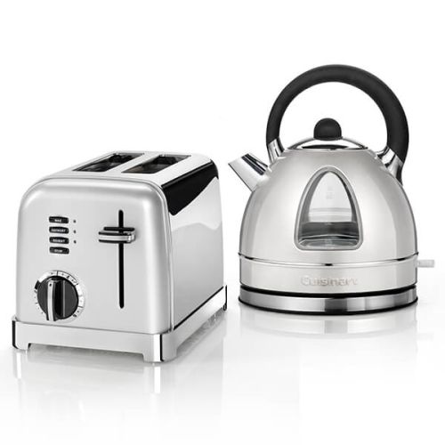 Cuisinart Style Frosted Pearl Traditional Kettle & 2 Slice Toaster Breakfast Set