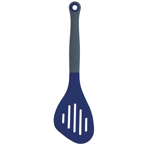 Colourworks Brights Navy Long Handled Silicone Headed Slotted Food Turner