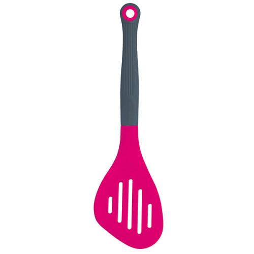 Colourworks Brights Pink Long Handled Silicone Headed Slotted Food Turner