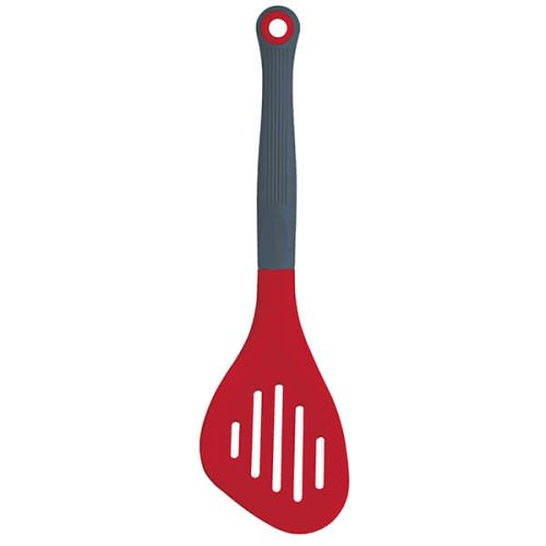 Colourworks Brights Red Long Handled Silicone Headed Slotted Food Turner