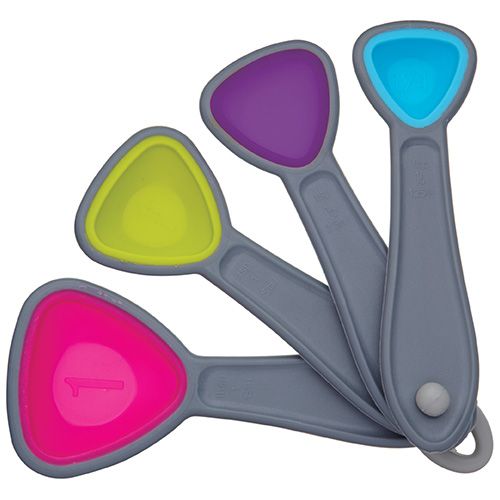 Colourworks Silicone 4 Piece Measuring Spoon Set with Grey Nylon Frames