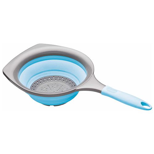Colourworks Silicone 19cm Collapsible Strainer with Grey Nylon Handles Blue