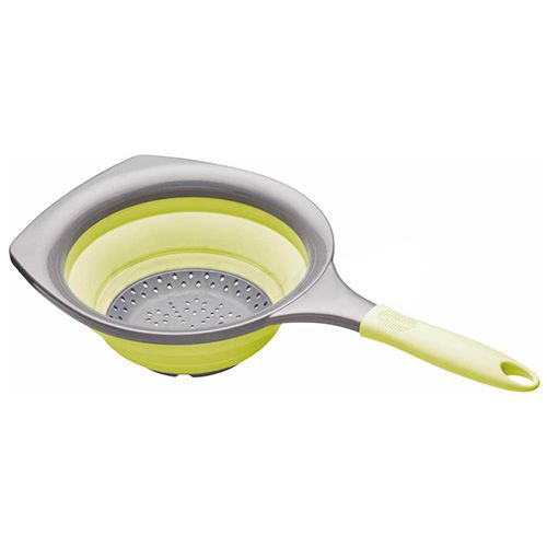 Colourworks Silicone 19cm Collapsible Strainer with Grey Nylon Handles Green