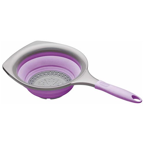Colourworks Silicone 19cm Collapsible Strainer with Grey Nylon Handles Purple