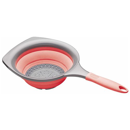 Colourworks Silicone 19cm Collapsible Strainer with Grey Nylon Handles Red