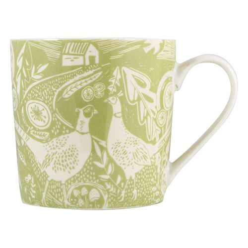 English Tableware Company Artisan Fine China Green Pheasant Mug