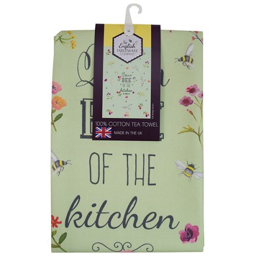 English Tableware Company Bee Happy 'Queen Bee of the Kitchen' Green Tea Towel