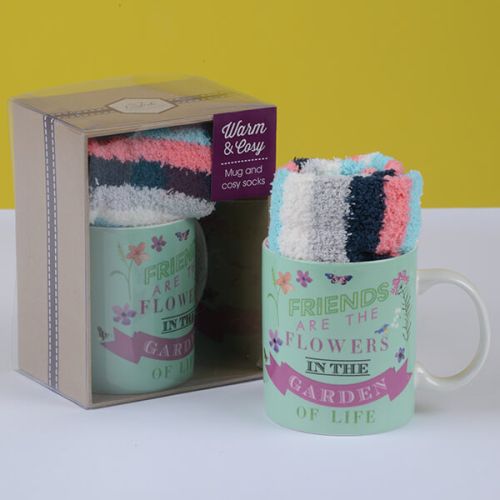 English Tableware Company Friends Are The Flowers In The Garden Of Life Mug & Sock Set