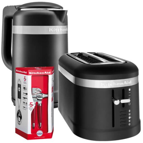 KitchenAid Matte Black 2 Slot Design Toaster and 1.5 Litre Kettle Set