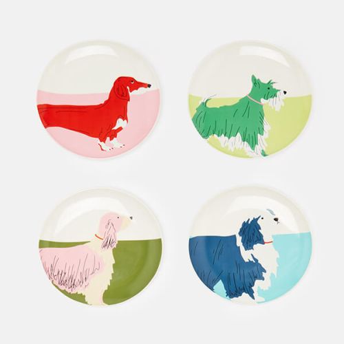 Joules Dog Plates Set Of 4
