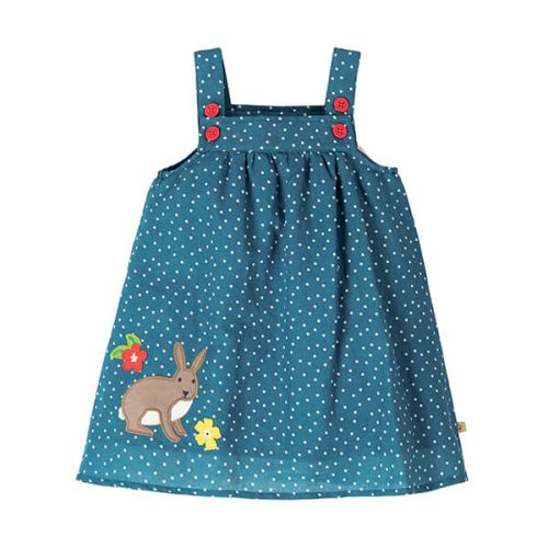 Frugi Organic Hallie Linen Dress Steely Blue Scatter Spot/Bunny