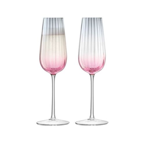 LSA Dusk Champagne Flute 250ml Pink & Grey Set Of Two