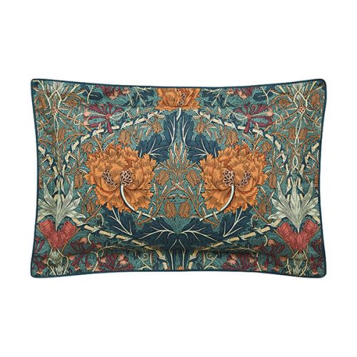 Morris & Co Honeysuckle and Tulip Oxford Pillowcase Mulberry and Teal