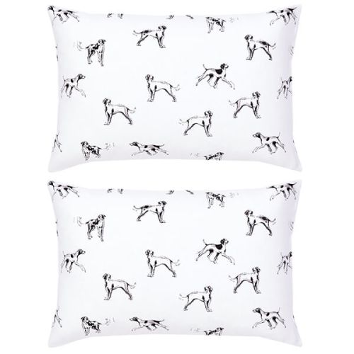 Joules Sketchy Dogs Standard Pillowcase Pair Antique Gold