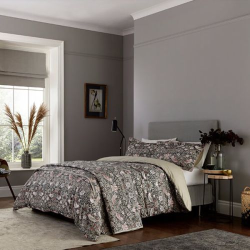 Morris & Co Strawberry Thief Duvet Cover King Size Charcoal