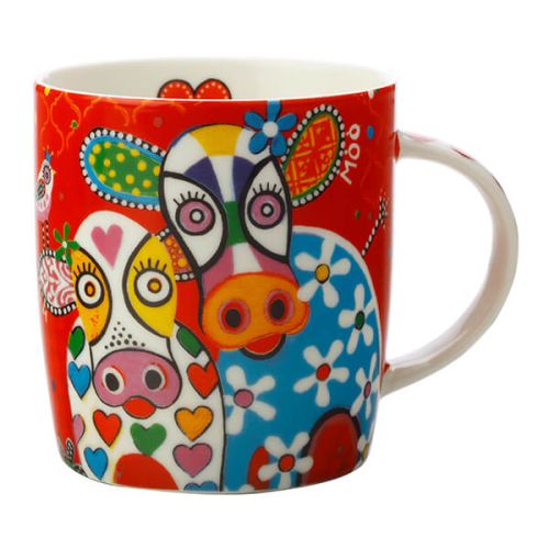 Maxwell & Williams Love Hearts Happy Moo Day 370ml Ceramic Mug Gift Boxed
