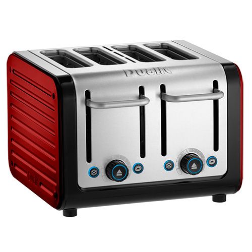 Dualit Architect 4 Slot Black Body With Apple Candy Red Panel Toaster