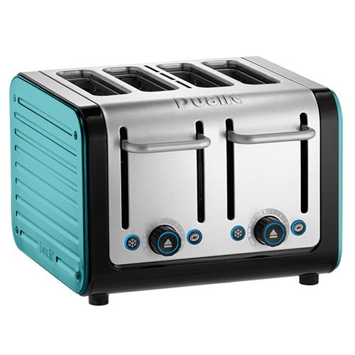 Dualit Architect 4 Slot Black Body With Azure Blue Panel Toaster
