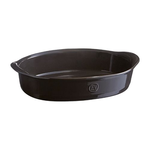 Emile Henry Charcoal Ultime Medium Oval Baking Dish 35cm x 22.5cm