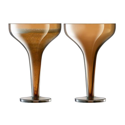 LSA Epoque Champagne Saucer 150ml Amber/Lustre Set Of Two