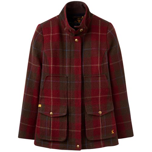Joules Fieldcoat Tweed Coat Red Check