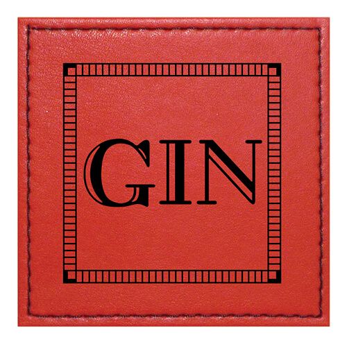 Raising Spirits Red Faux Leather Gin Coaster