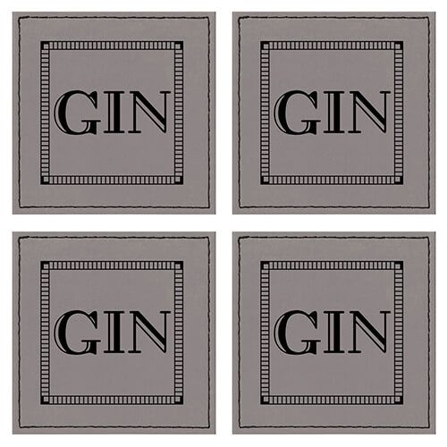Raising Spirits Grey Faux Leather Gin Coaster, Pack Of 4