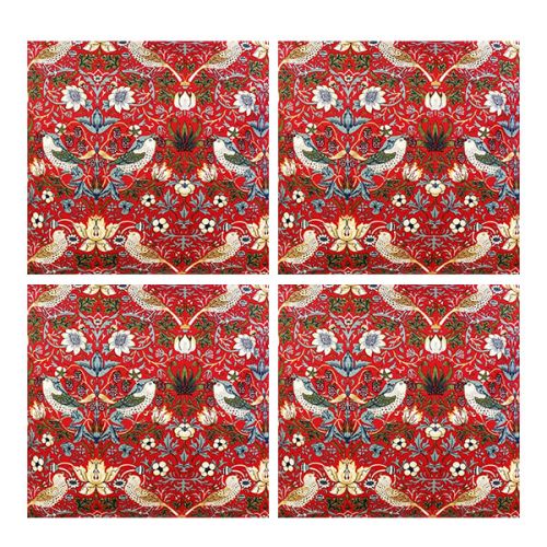 William Morris Strawberry Thief Red Pack Of 4 Napkins