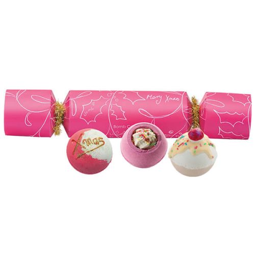 Bomb Cosmetics Berry Christmas Cracker Set Of 3 Bath Bombs Gift Pack