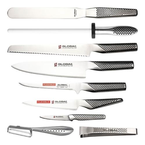Global GCH-6610 10 Piece Chef's Knife Case Set
