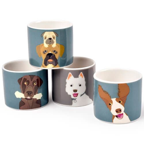 Burgon & Ball Creaturewares The Rabble Dog Set of 4 Fine China Egg Cups