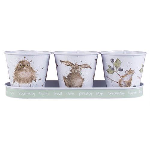Wrendale Designs Set of 3 Herb Pots With Tray