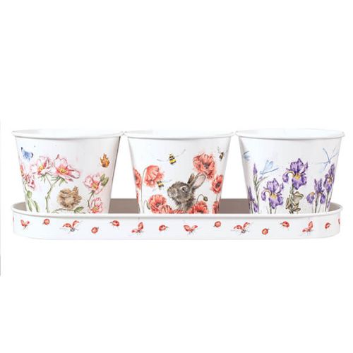 Wrendale Designs Floral Herb Pots Set of 3 With Tray