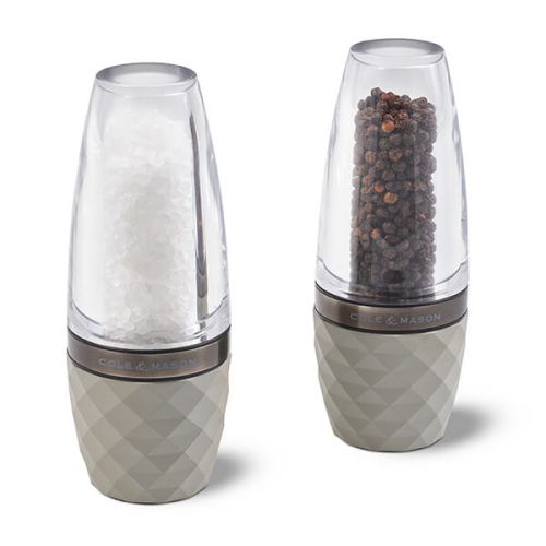 Cole & Mason Precision+ Stemless City Concrete Clear Salt & Pepper Mill Gift Set with Gunmetal Band